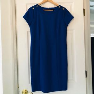 EUC Ellen Tracy Blue Short Sleeve Sheath Dress